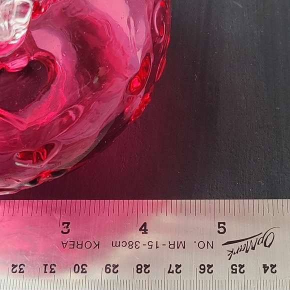 Cranberry Glass Candle Holder with Ruffled Edge - Picture 5 of 13